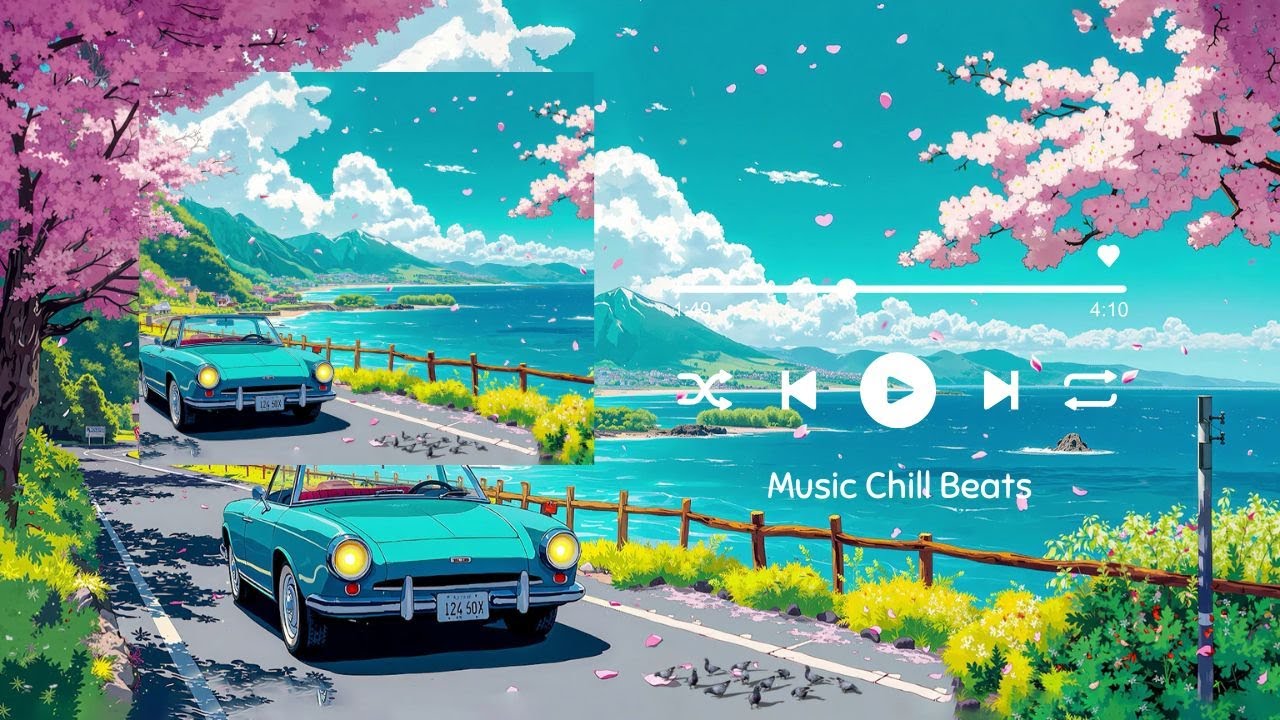 Lofi Car Ride 🌊 Peaceful Japanese Beats & Ocean Sounds for a Productive Morning, Work/Study Lofi Mix