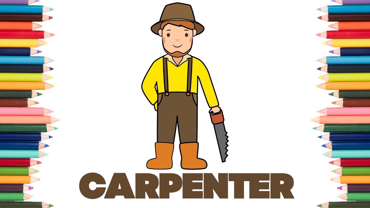 How To Draw And Color A Carpenter | Super Easy Step By Step Drawing Tutorial For Kids