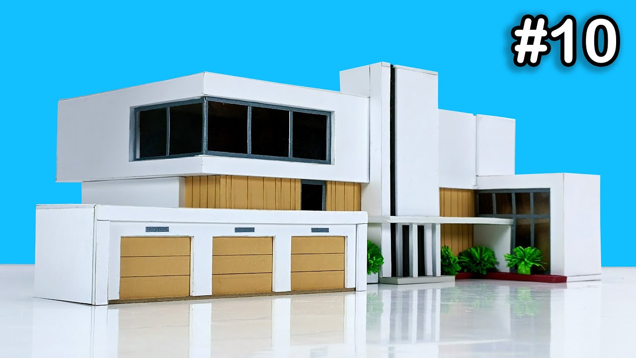 Making a Modern House Model Using Cardboard | Miniature House #10