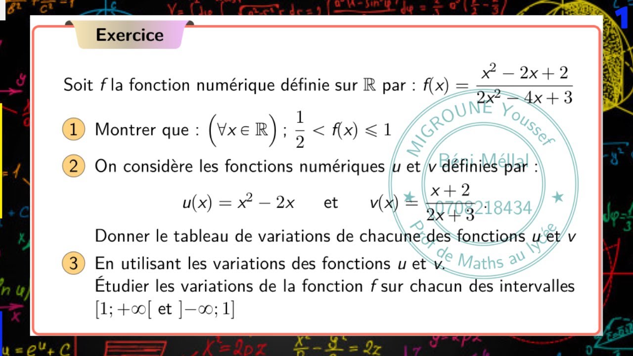 Composée de deux fonctions numériques — Généralités sur les fonctions —1 BAC SM/SE