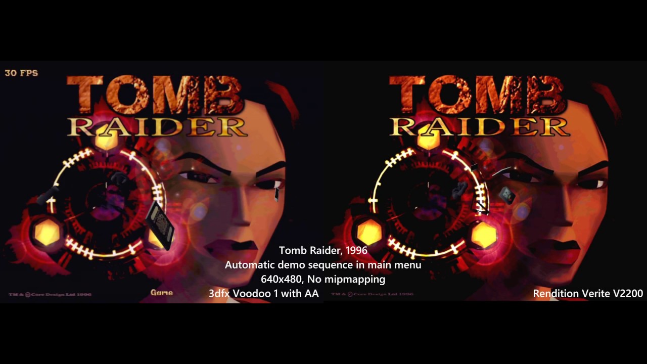 Tomb Raider 1 Rendition Verite vs 3dfx Voodoo 1 versions comparison