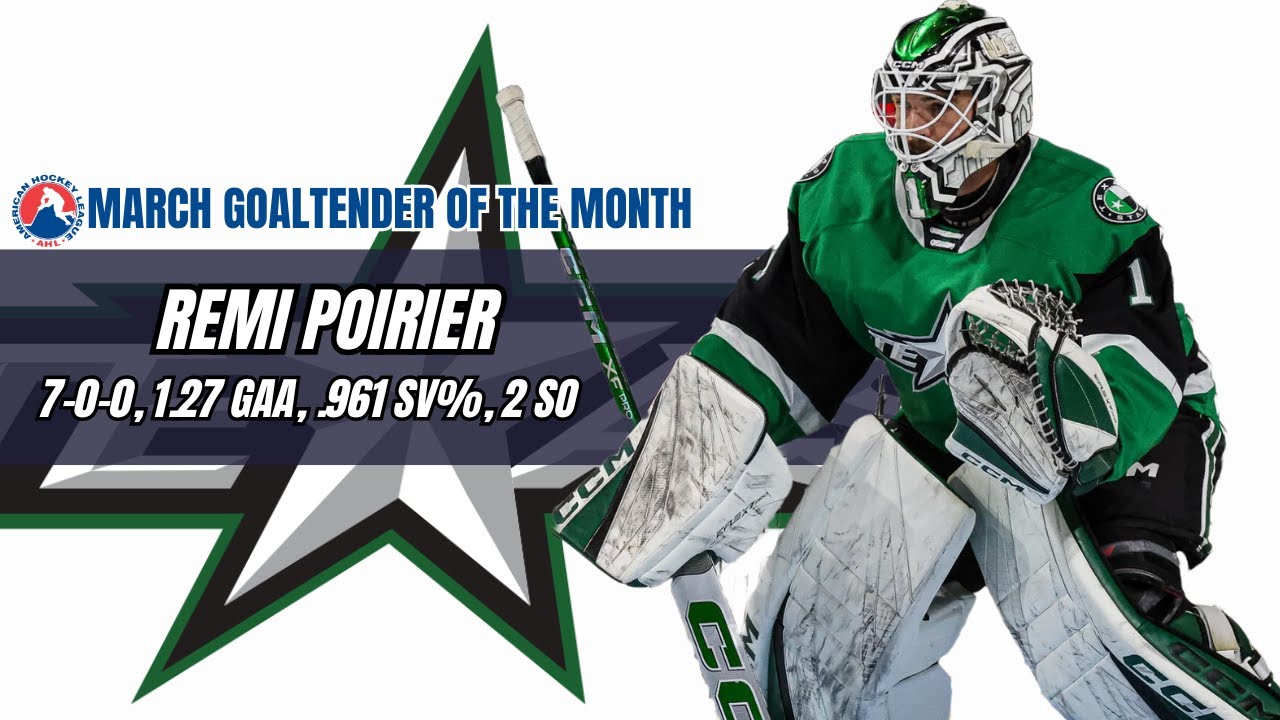 Remi Poirier AHL Goalie of the Month: Texas Stars