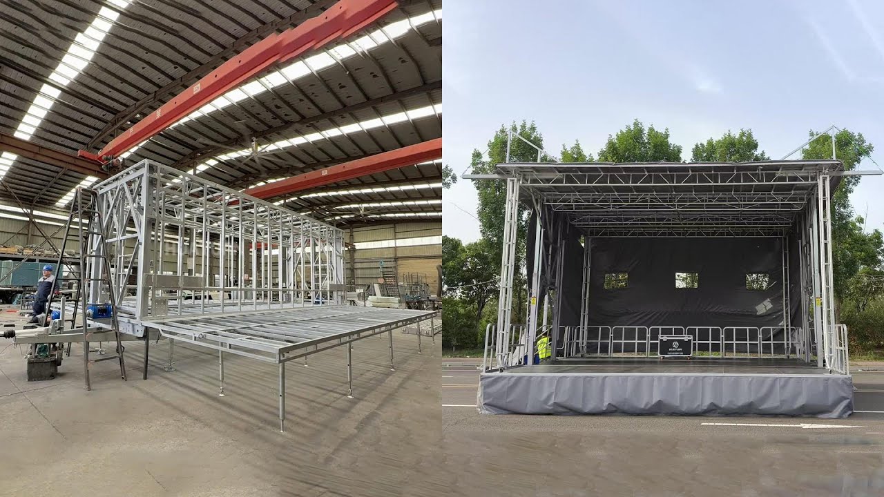 HUAYUAN Manual ST315S Mobile Stage Trailer – From Factory Floor to Full Outdoor Stage