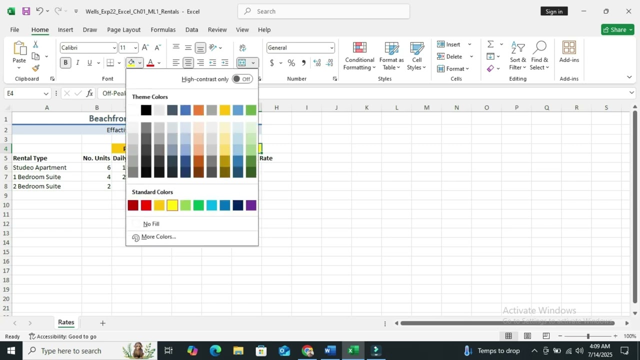 Exp22_Excel_Ch01_ML1_Rentals | Exp22 Excel Ch01 ML1 Rentals
