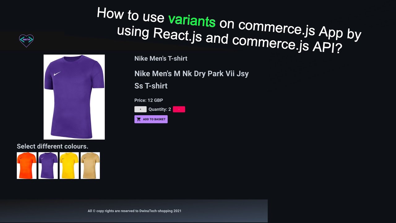 How to use variants on commerceJs ReactJs App? | E-commerce website.