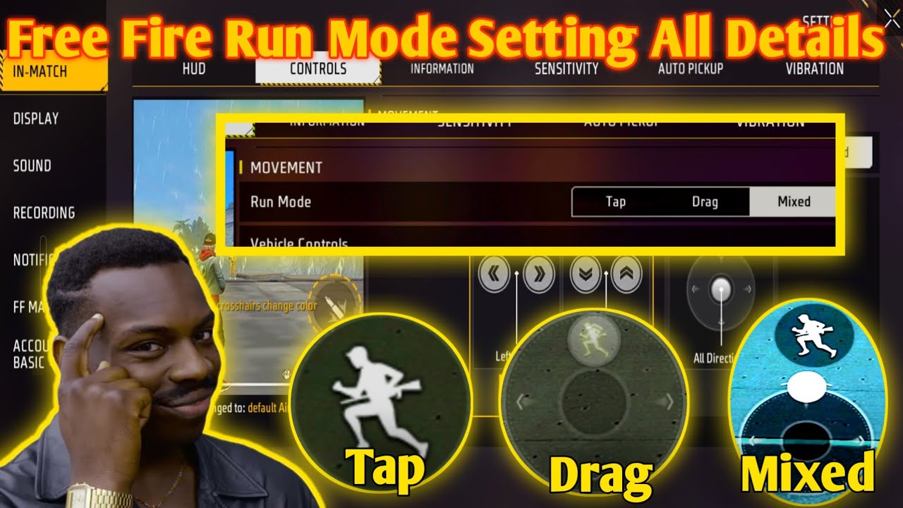 Run mode setting | free fire run mode setting | free fire run mode setting all details |