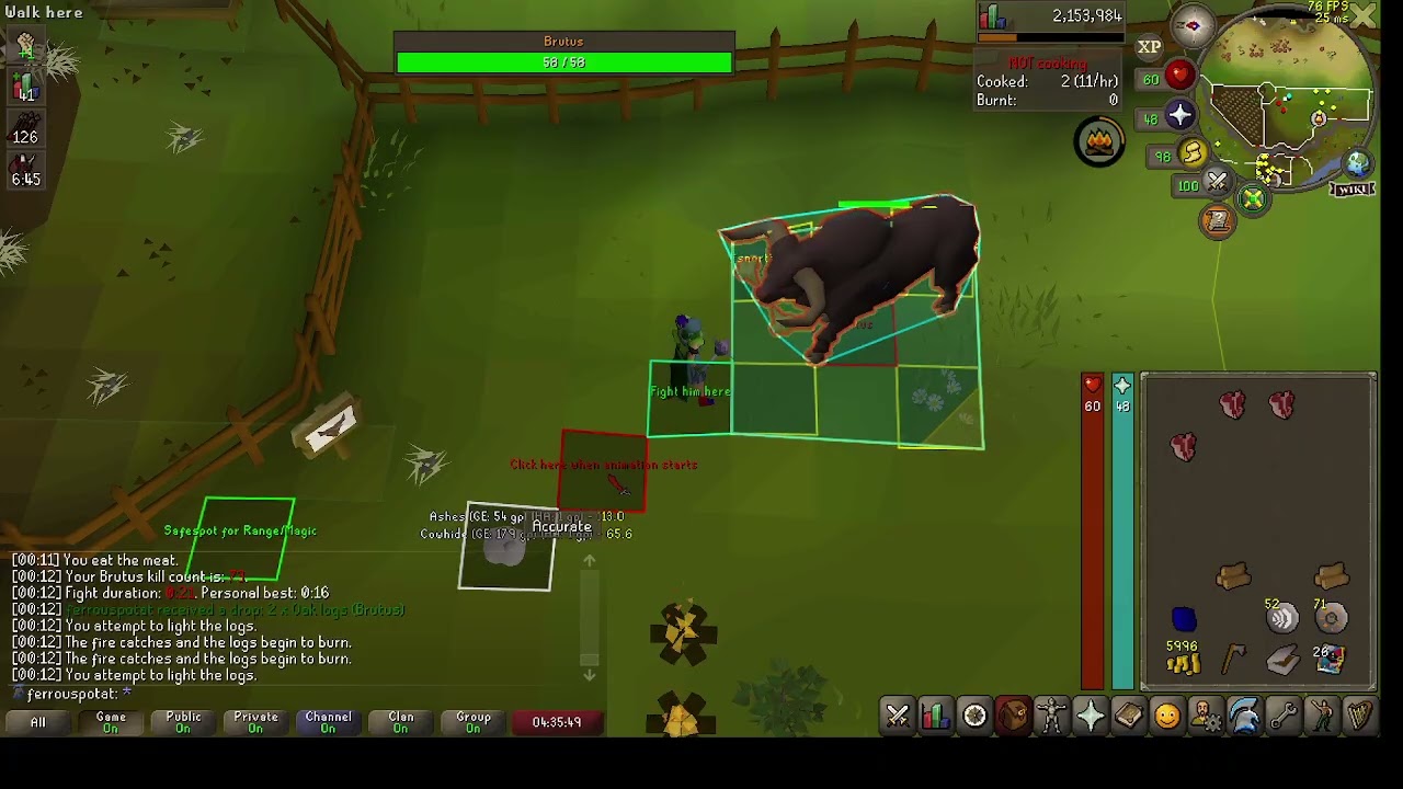 [OSRS] F2P Ironman Brutus 5 kill example
