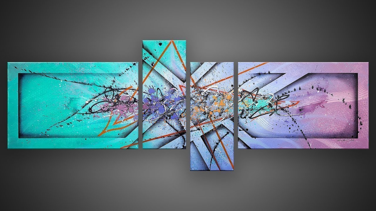 Abstract Painting demonstration in Acrylics with masking tape | Mox