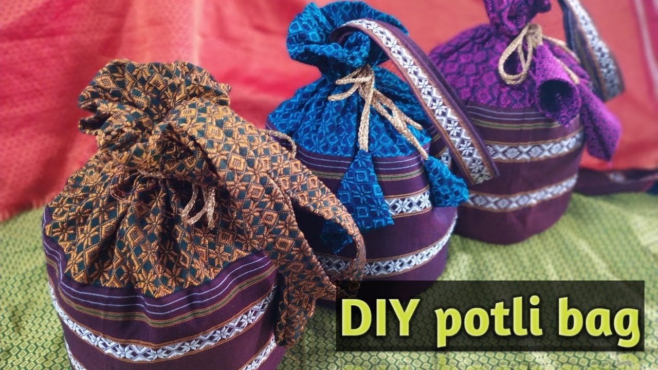 #DIYbagmaking How to make designer potli bag easily at home | potali/ Handbag cutting and stitching