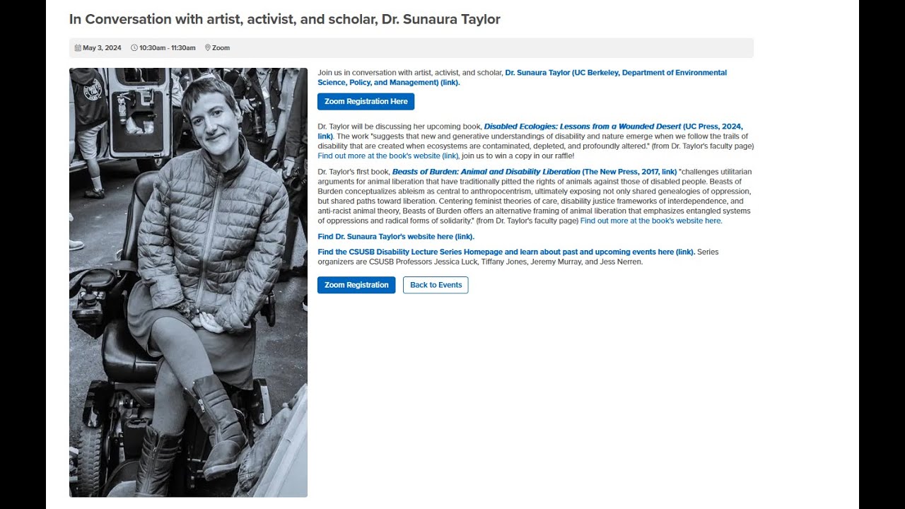 In Conversation with artist, activist, and scholar, Dr  Sunaura Taylor
