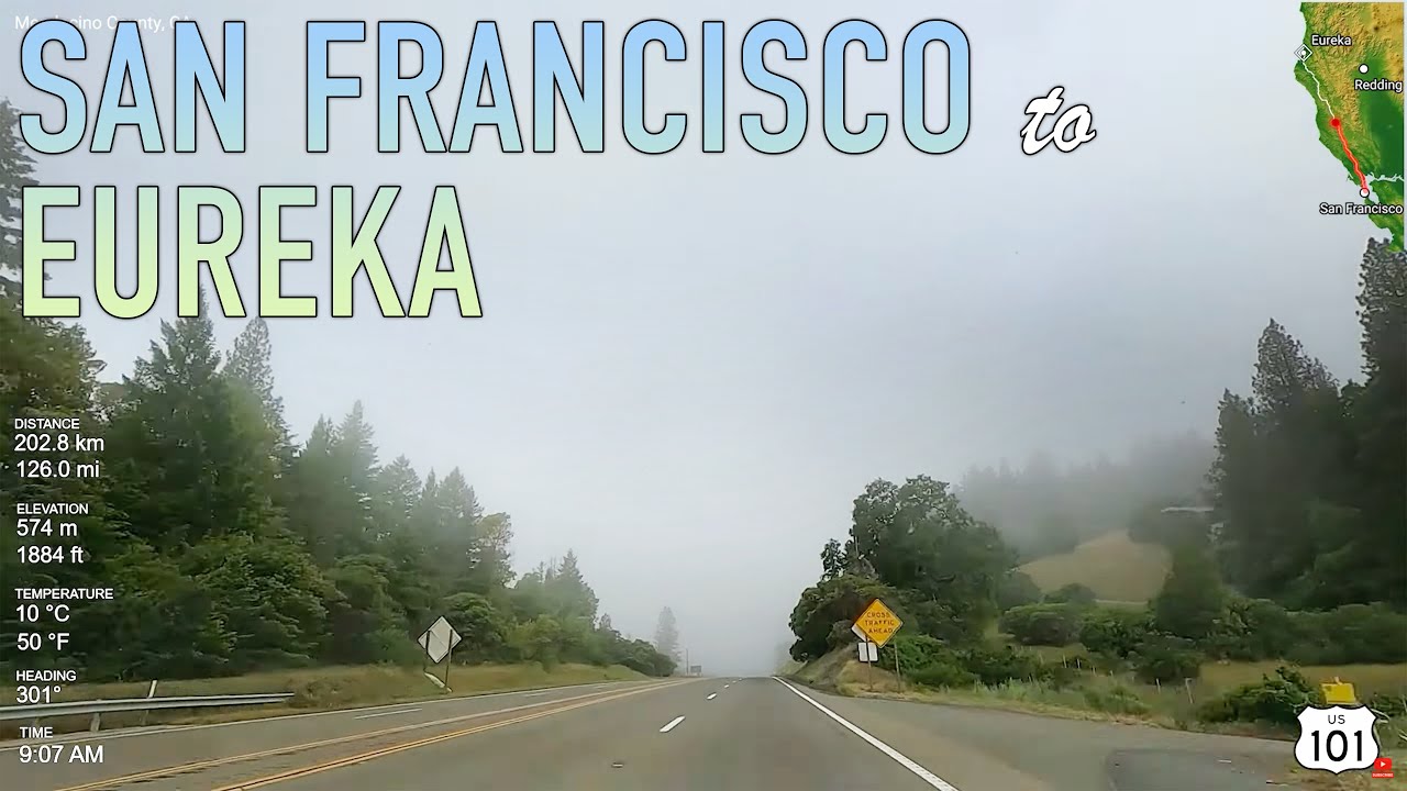 San Francisco to Eureka Road Trip Timelapse in 4K