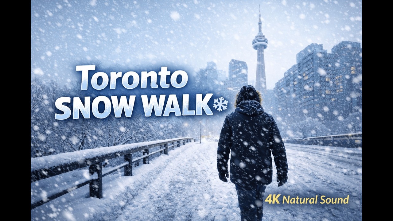 Snowy Day Walk Tour in Toronto Harbourfront,CN Tower, Dundas Square,Chinatown, Kensington Market 🇨🇦