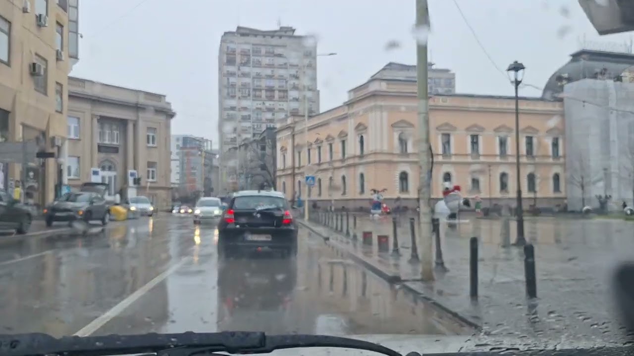 Kragujevac vožnja kroz grad 03.01.2026. Knjaževsko srpski teatar ul. Kneza Miloša-  Save Kovačevića