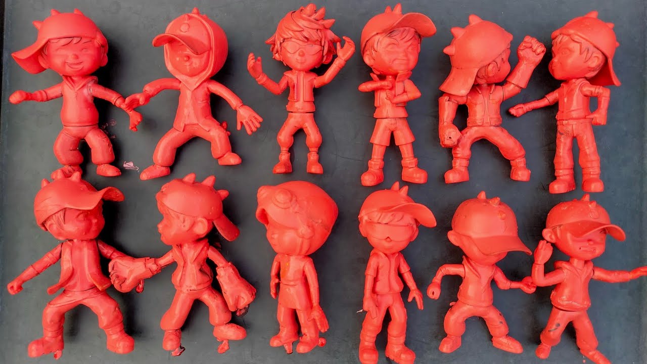 Membersihkan Mainan BoboiBoy Solar, Angin, Air, Ais, Gempa, Supra, Blaze, Halilintar | Eps042