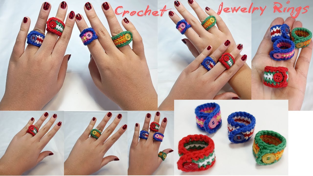 HOW TO CROCHET A  VERY EASY JEWELRY RING WITH A BUTTON | CROCHET JEWELRY RING EASY PATTERN | DIY
