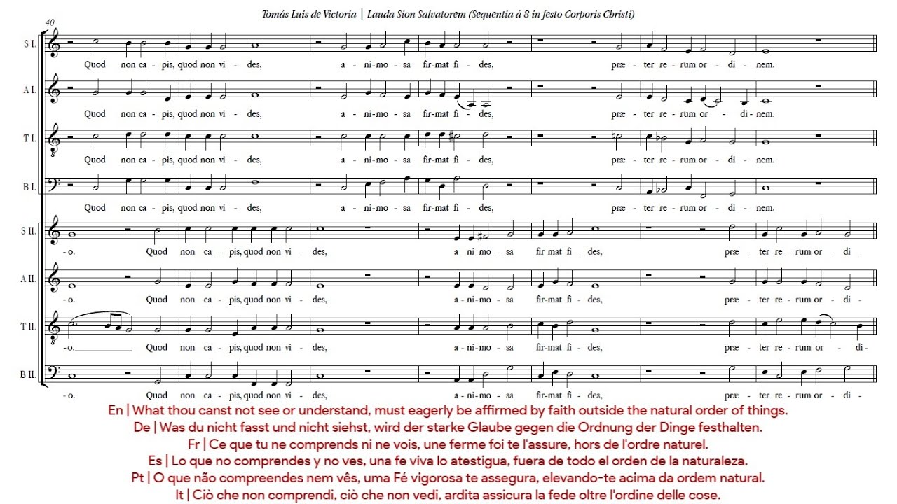 Tomás Luis de Victoria | Lauda Sion Salvatorem [á 8; Ensemble Plus Ultra]