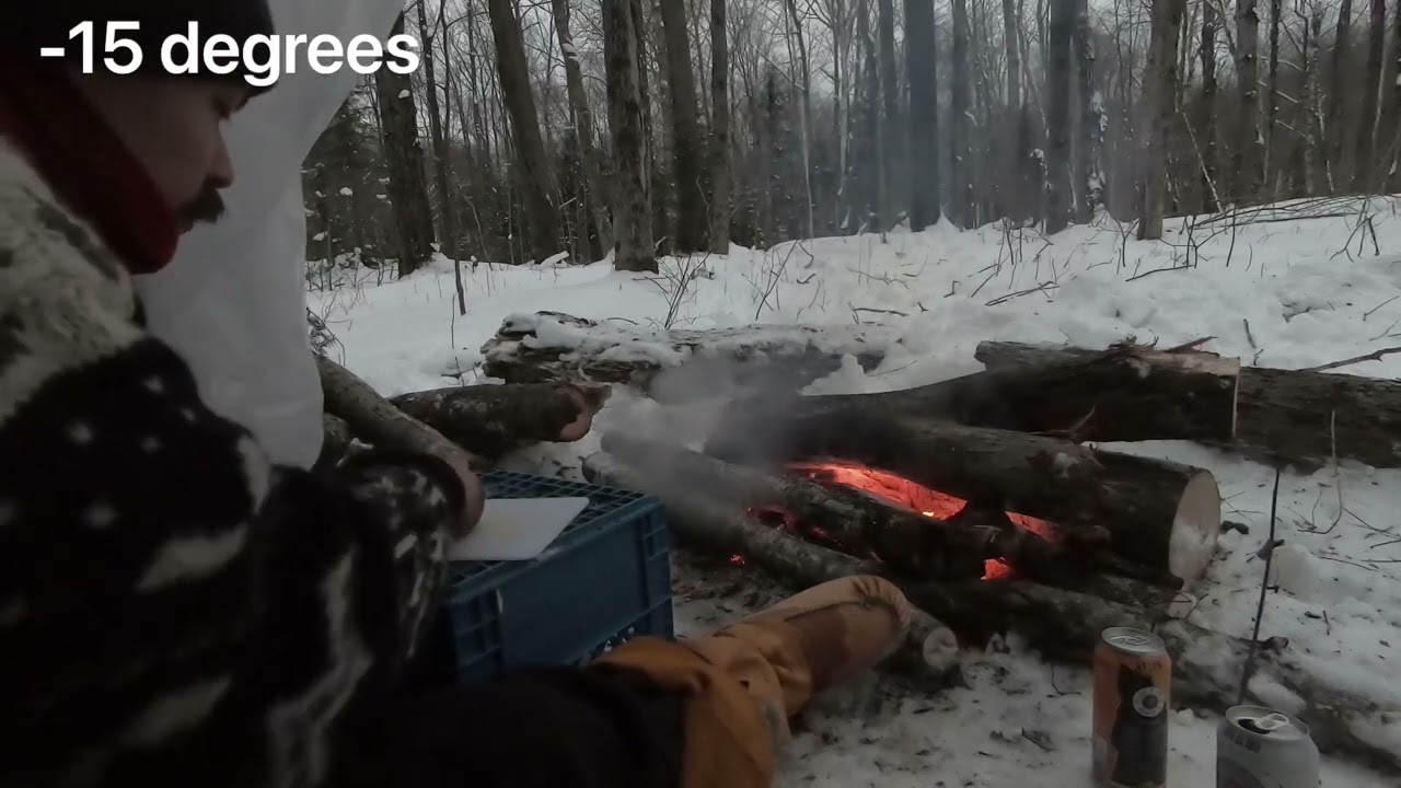 Solo Winter Camping - No Tent, -26°C Feels Like -37°C