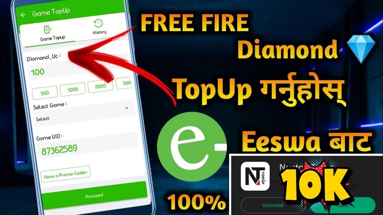 How To Topup Free Fire Diamond with Esewa #topup #freefire