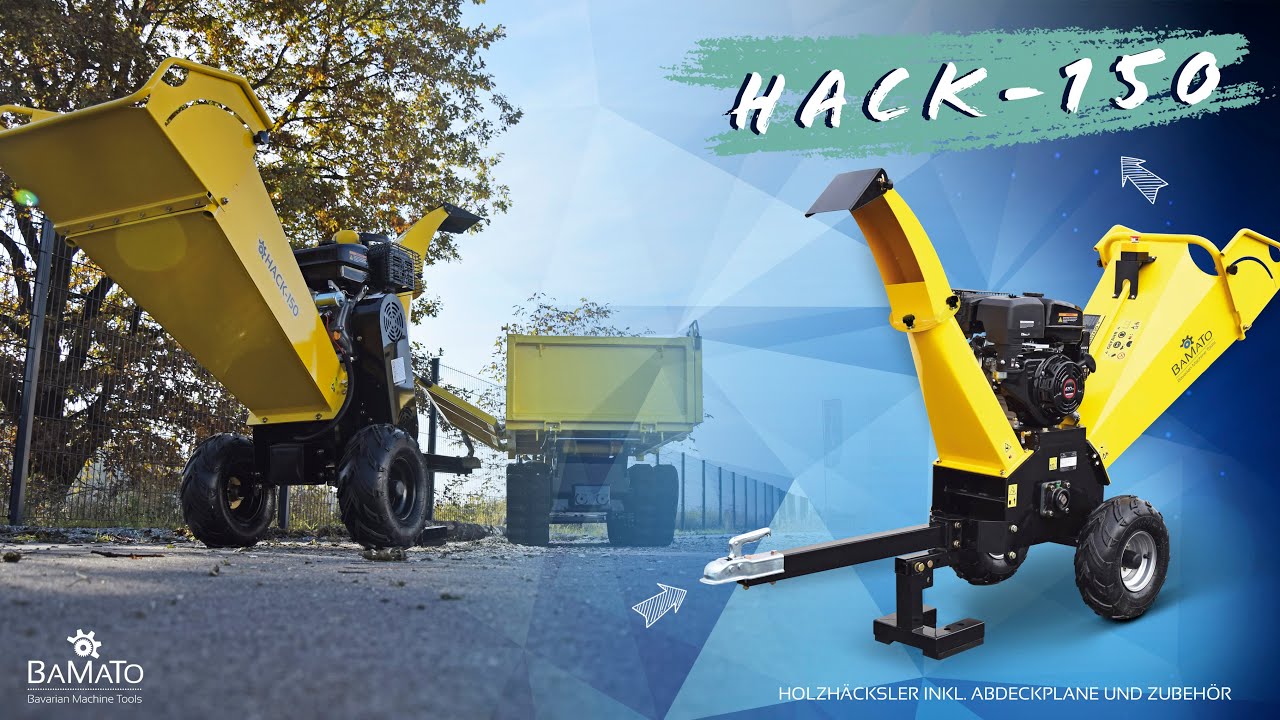 BAMATO Holzhäcksler HACK-150 inkl. Abdeckplane - Benzin Häcksler