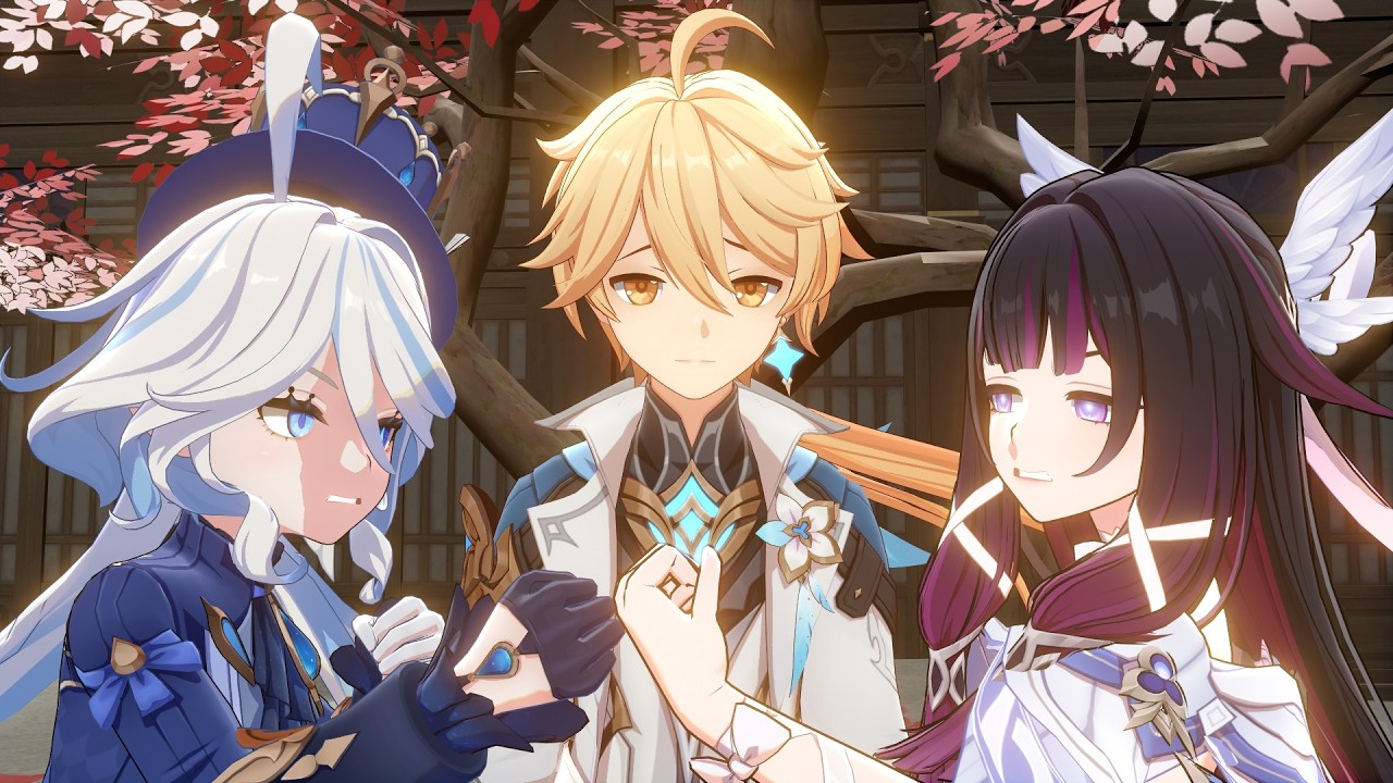 Columbina and Furina fight to be Aether's wife