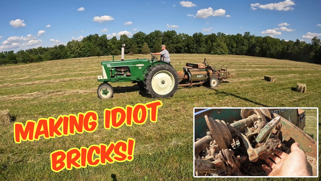 Making IDIOT BRICKS: Oliver 520 baler hits the field!
