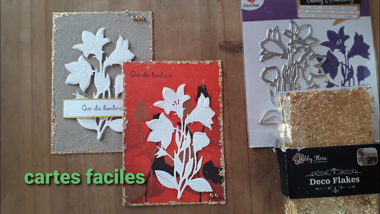 Tuto carte facile/serviettage/déco flakes/dies action /la grande éclate.