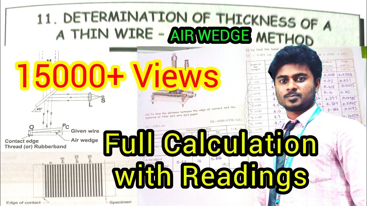 Exp 4: Air wedge Method - Determination of thickness of a thin wire 💇- Reading & Calculation || VIP
