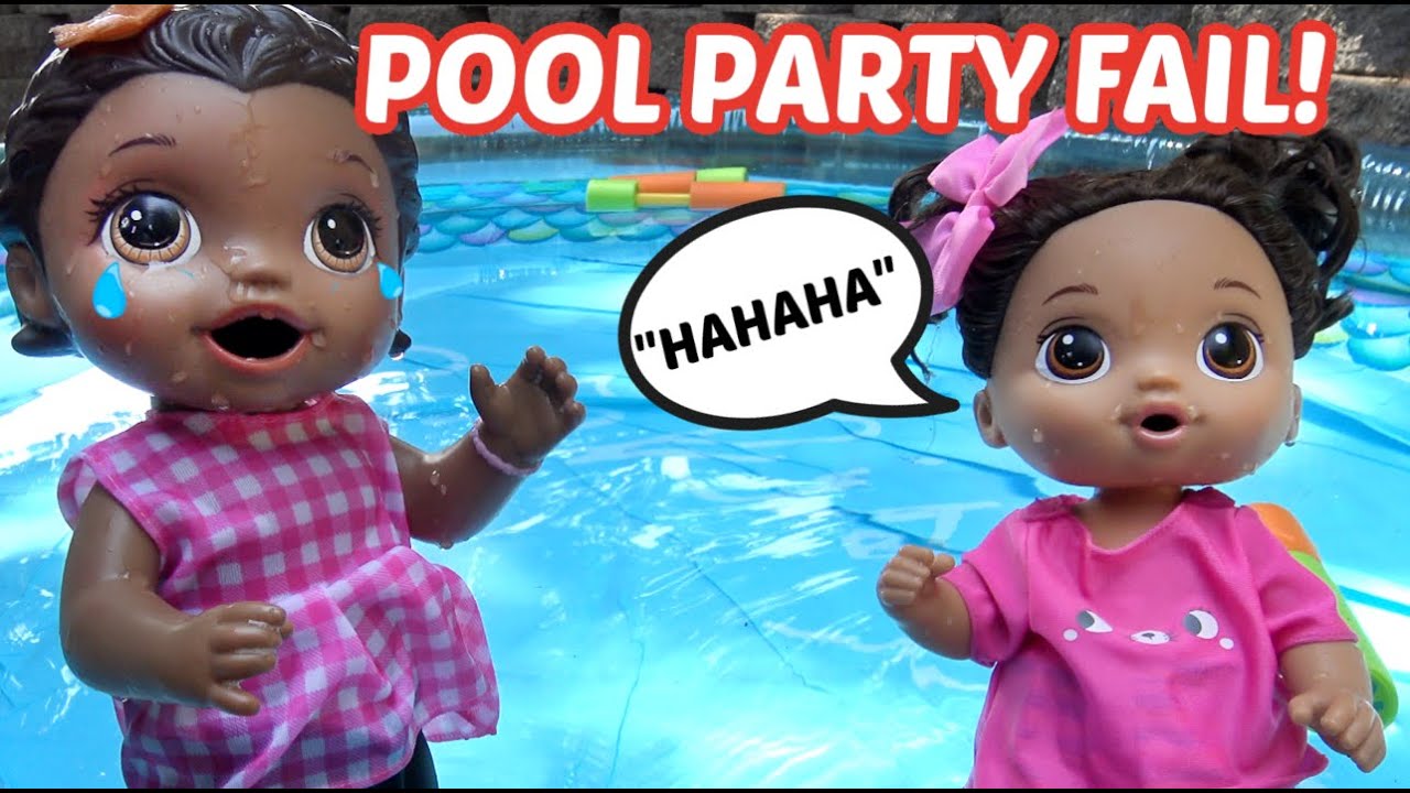 BABY ALIVE get her FEELINGS HURT at the POOL PARTY! The Lilly and Mommy Show! FUNNY KIDS SKIT!