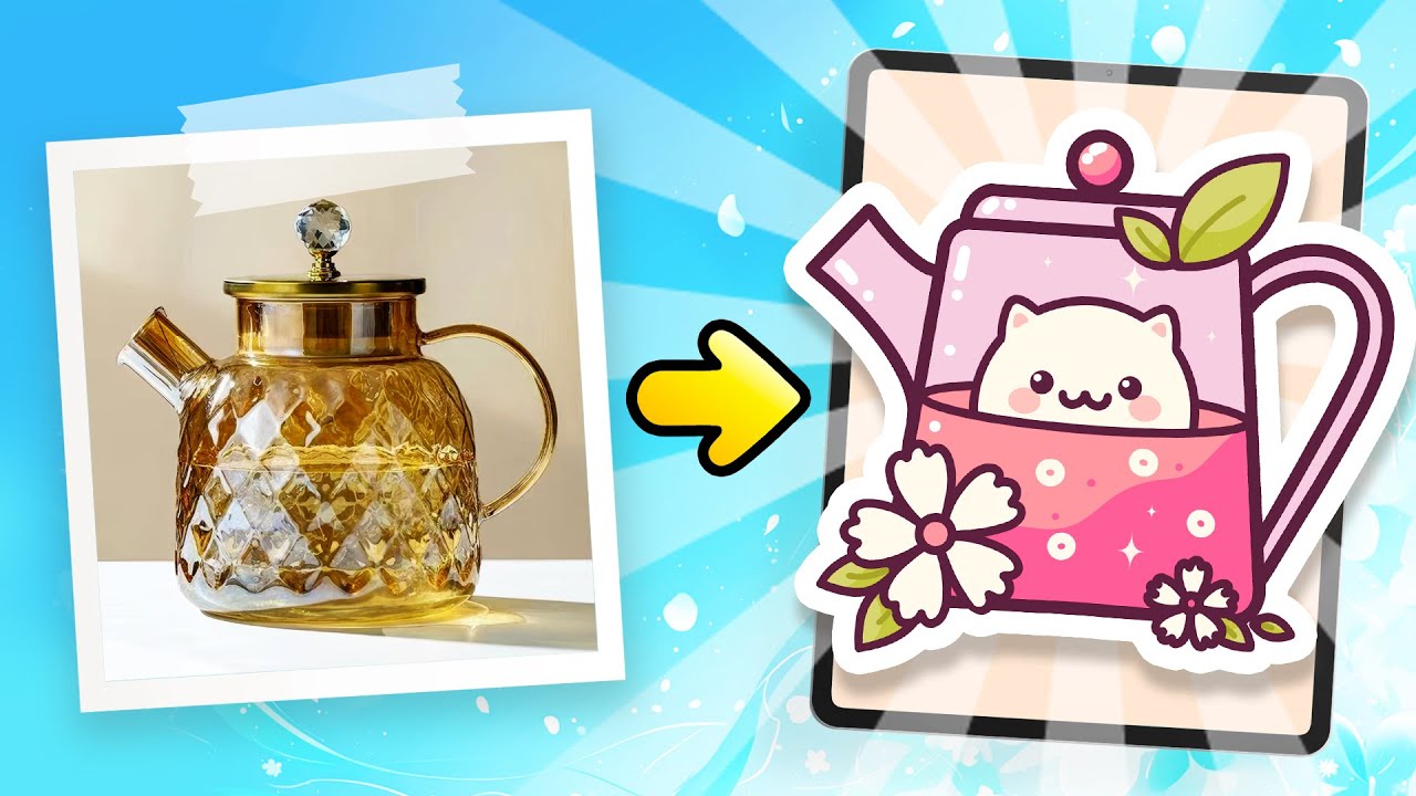 Let's Turn a TEAPOT Photo into KAWAII Art! ⭐ Ref-to-Kawaii – Procreate TUTORIAL