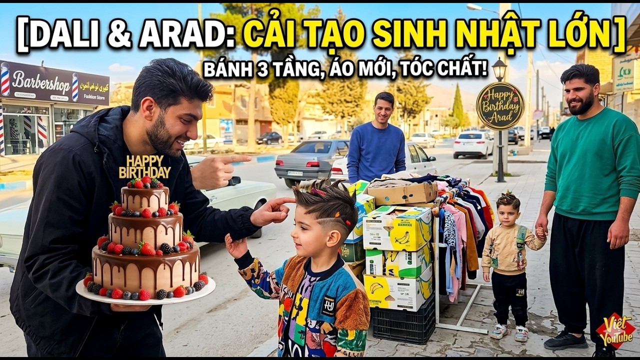 Dali đưa Arad vào thị trấn để mua bánh sinh nhật, quần áo mới và cắt tóc kiểu cách