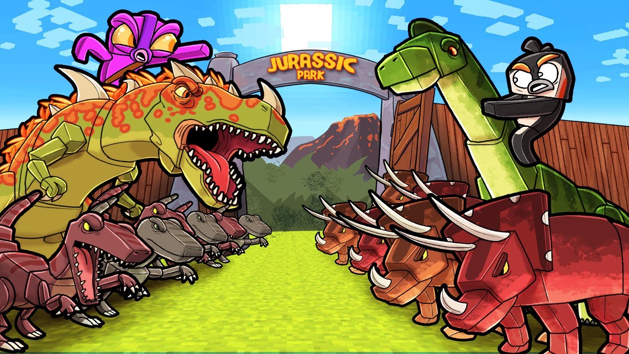 Jurassic Park DINOSAUR Map Wars! (Minecraft)
