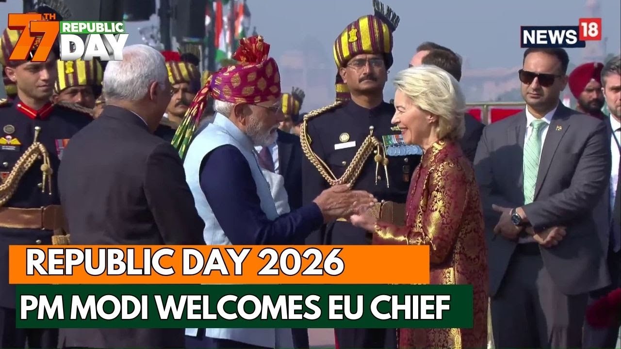 Prime Minister Narendra Modi welcomes President of the European Commission, Ursula Von Der Leyen