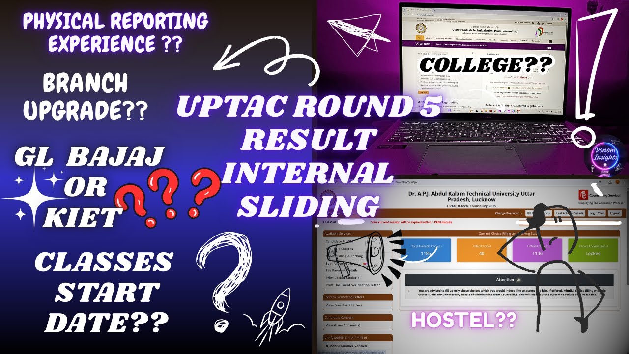 Uptac round 5 internal sliding result 2025 🔥 my seat upgrade + branch upgrade hostel reporting #aktu