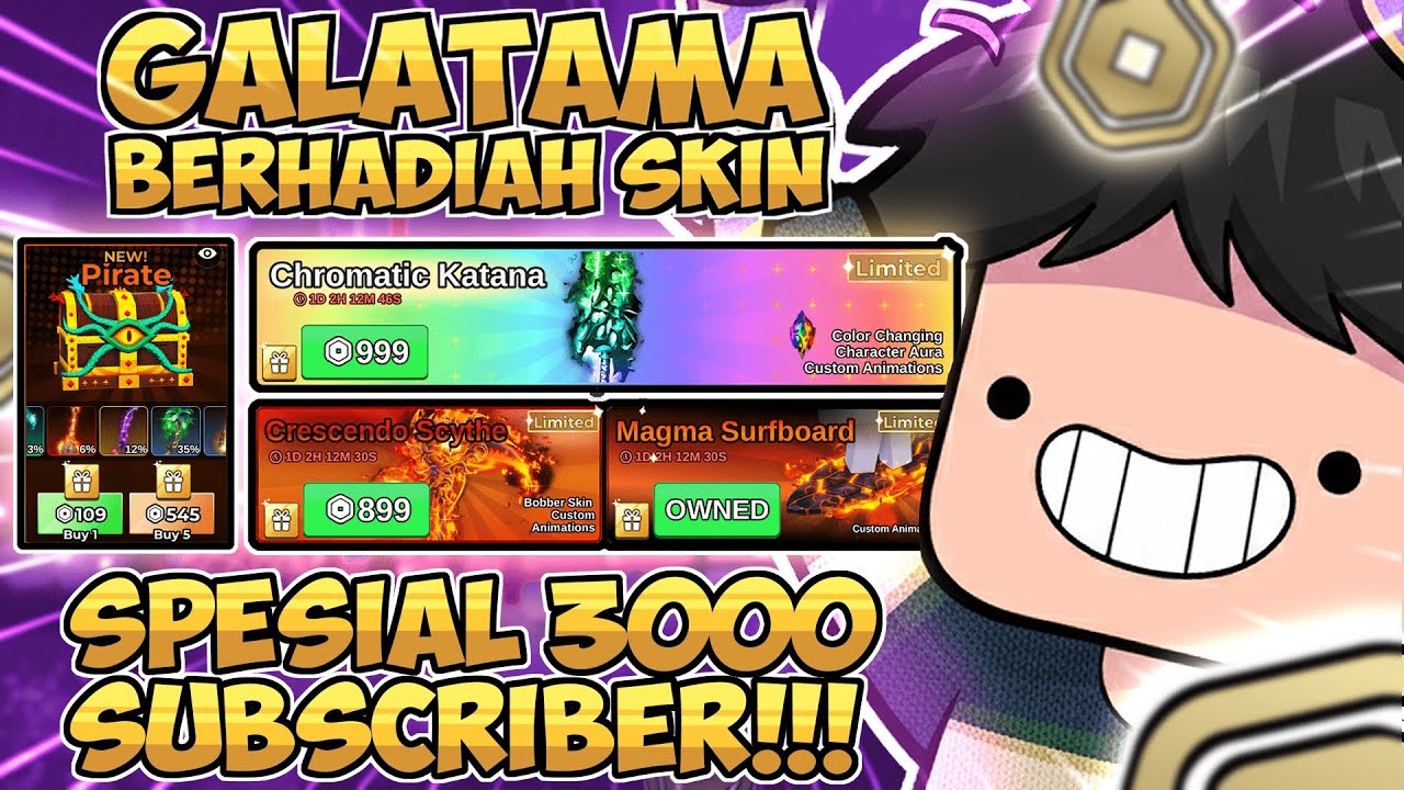 GALATAMA SPESIAL 3000 SUBSCRIBERS BERHADIAH SKIN!! - ROBLOX FISH IT