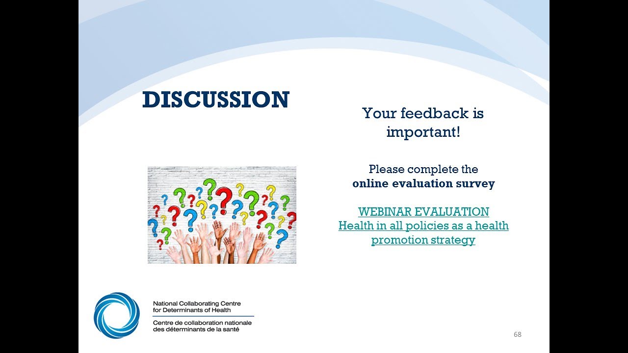 NCCDH Webinar: Health-in-all policies as a health promotion strategy (4 of 4): Q & A Session