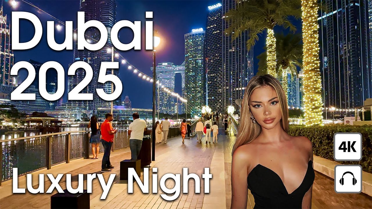 Dubai 🇦🇪 Luxury Night: Downtown & Burj Khalifa, JBR [4K] Walking Tour Compilation