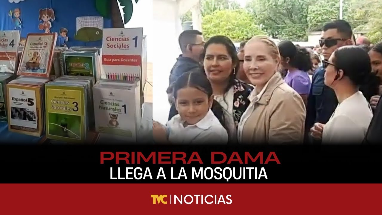 Primera dama, Lissette del Cid, entrega textos escolares en Gracias a Dios.