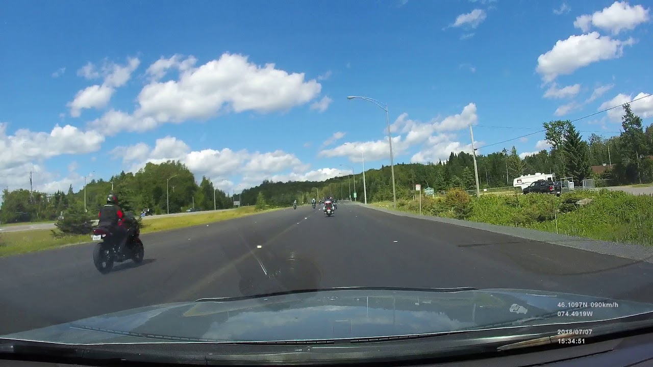 Quebec Route 117 South A gang of bikers speeding in 90 km/h zone