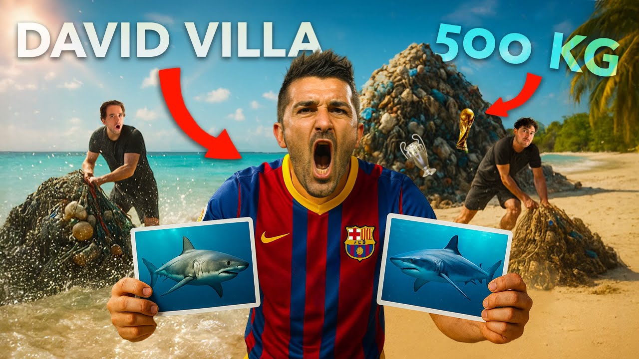 DAVID VILLA ADIVINA TIBURONES 🦈… y TERMINAMOS SACANDO 500 KG de Basura del MAR 🌊⚽