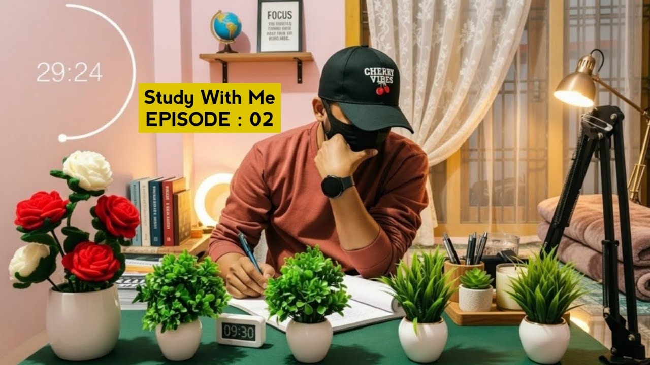 1 Hour Study With Me ✨ Real Time (Pomodoro + Chill Music + Background Noise) Episode 2