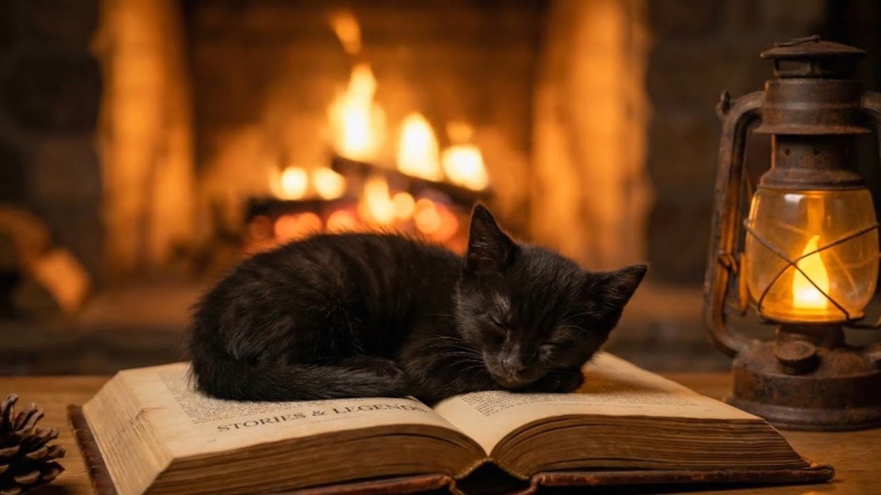 Fall Asleep Fast with This Cozy Kitten & Fireplace Ambience.
