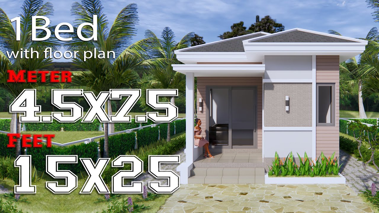 Small House Plans 4.5x7.5 Meter 15x25 Feet Hip Roof