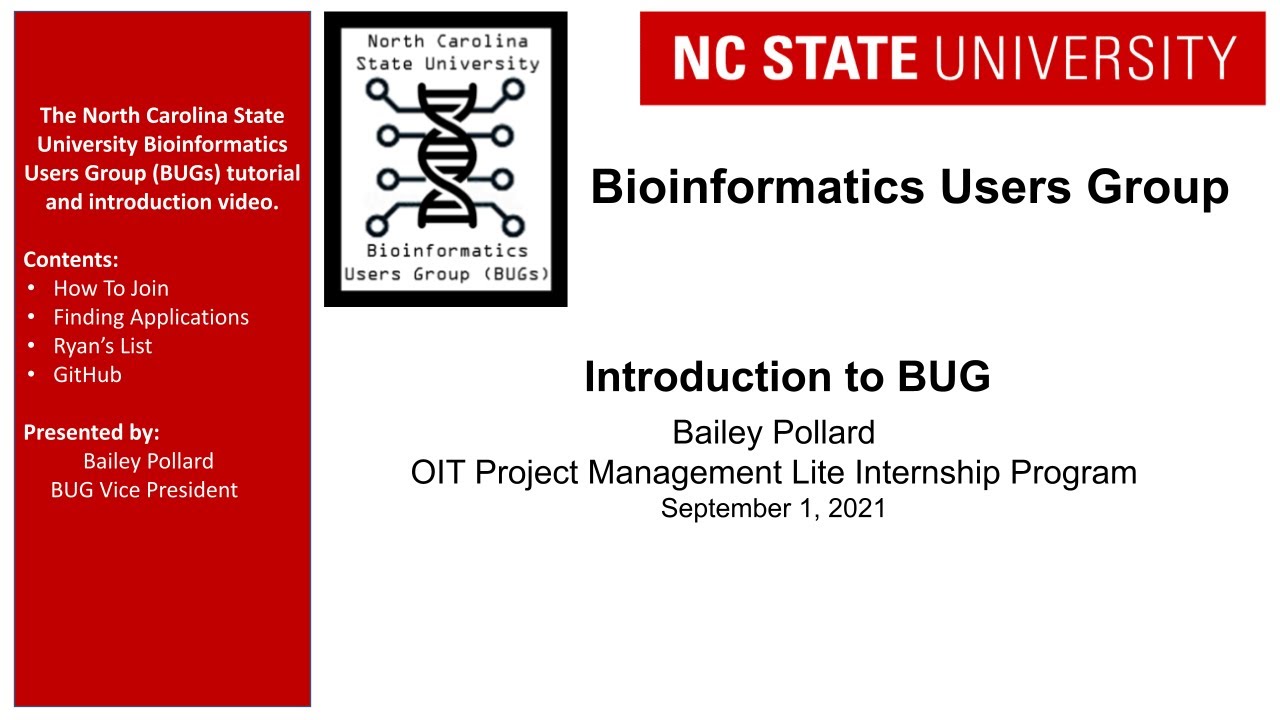 Introduction to BUG at NCSU