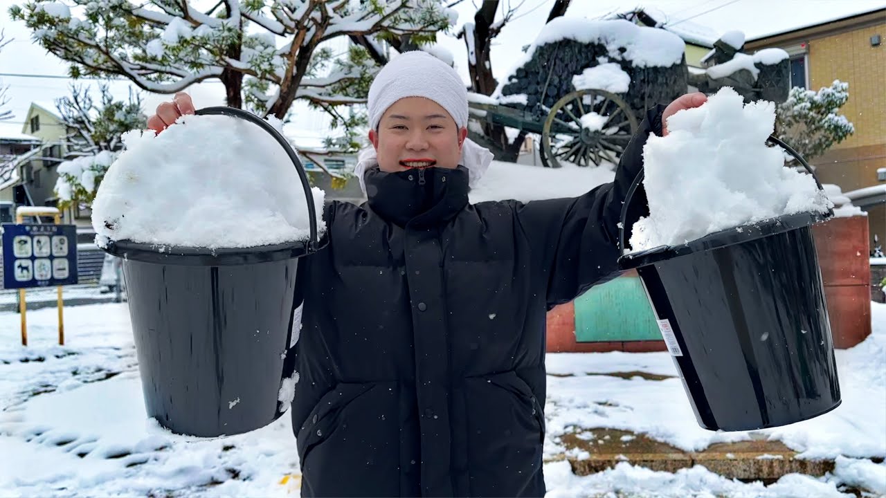 雪で二郎作ってみた。