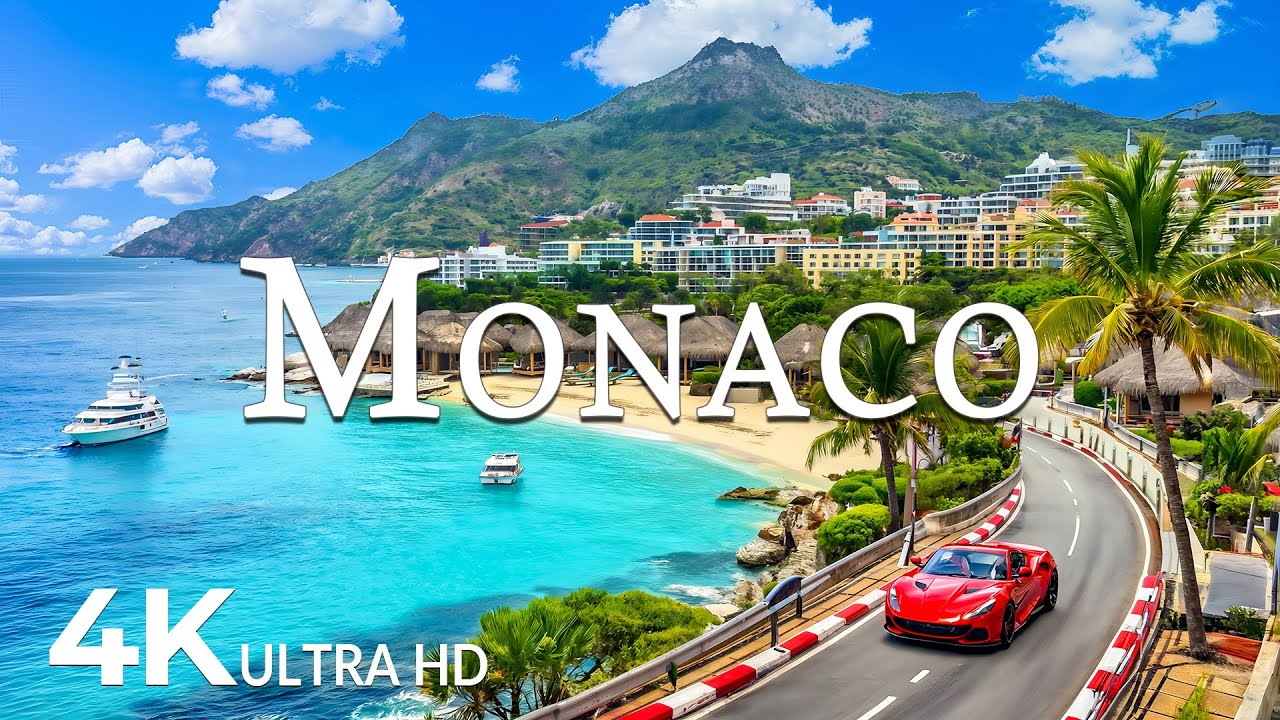FLYING OVER MONACO (4K UHD) &ndash; Soothing Music Along With Beautiful Nature Video - 4K Video ULTRA HD