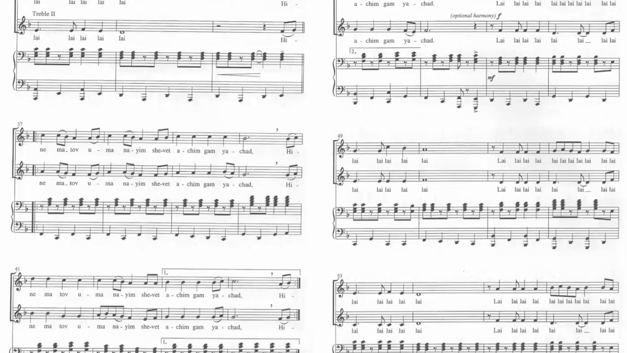 Hine Ma Tov   Piano Acc