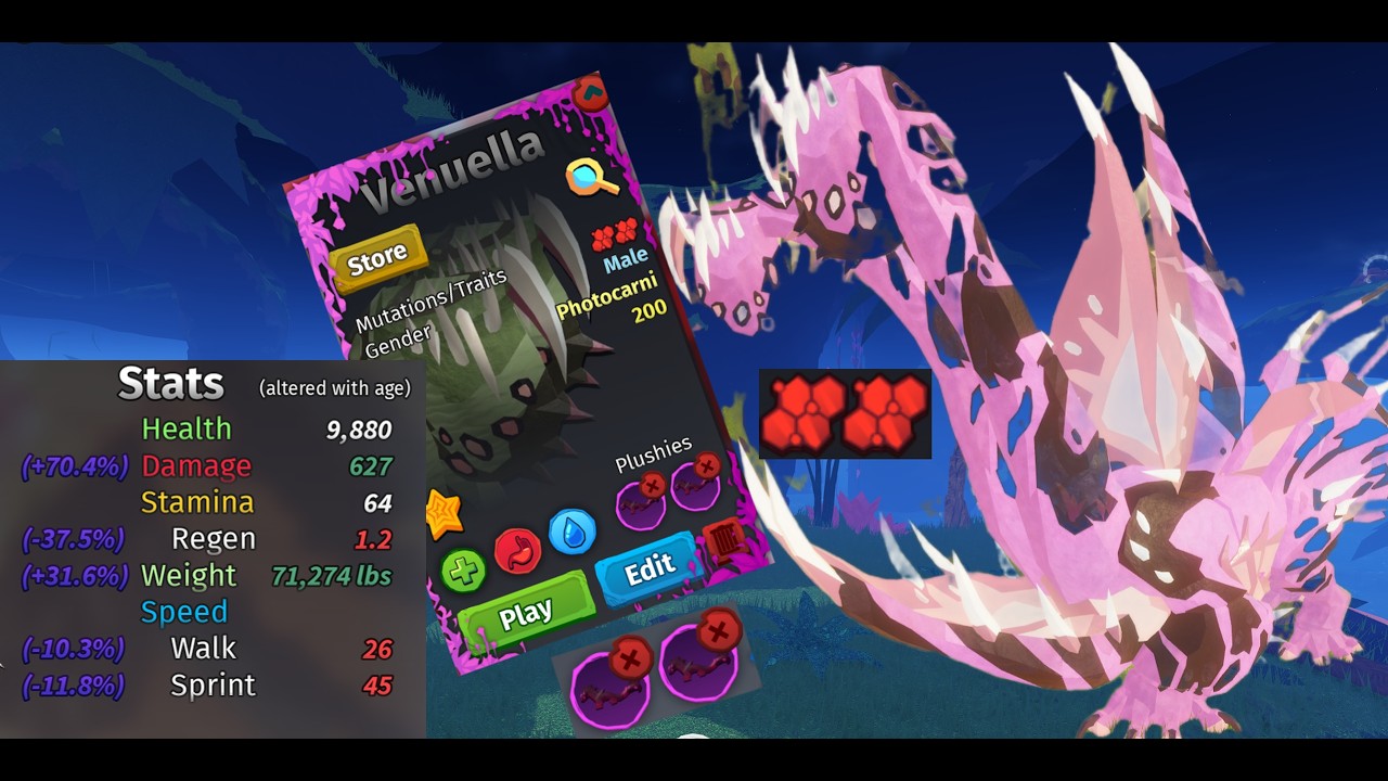 KOSING as DBLR DAMAGE VENUELLA in CREATURES OF SONARIA #roblox #creaturesofsonaria