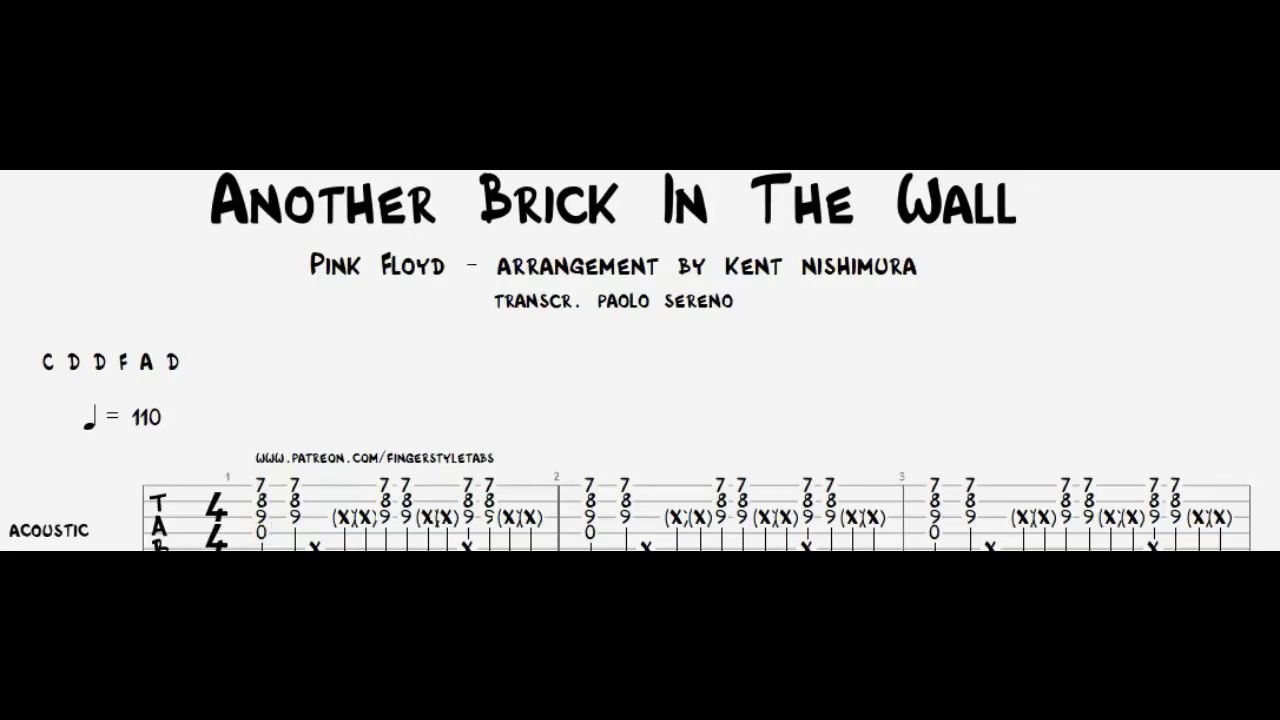 Another Brick in the Wall - Kent Nishimura  fingerstyle tab arrangement