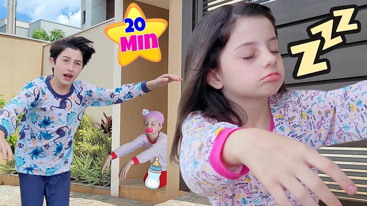 Julinha e a Irmã Bebê em uma noite engraçada do Sonambulismo | Mimi Julinha
