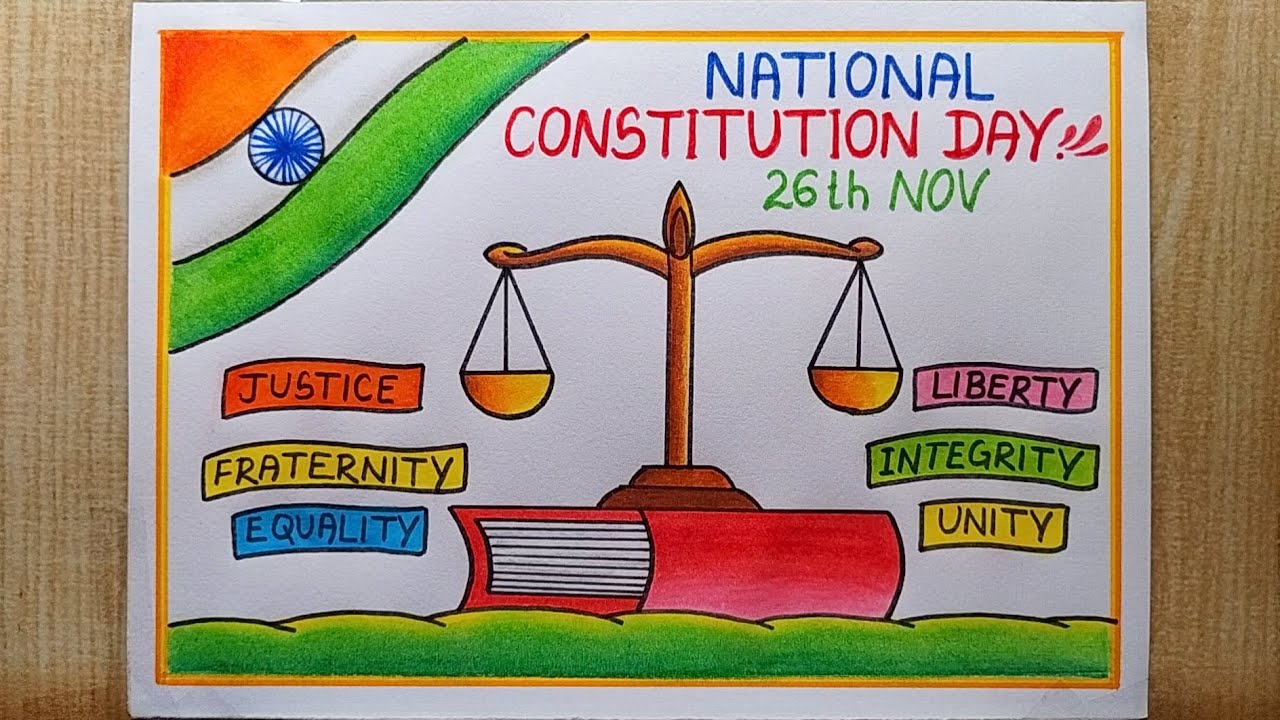National Constitution day poster drawing easy| How to draw Constitution day drawing| Law Day drawing